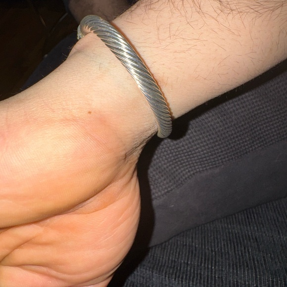 Sterling silver around 28g Silver and Blue Men's Bracelet - Picture 2 of 3